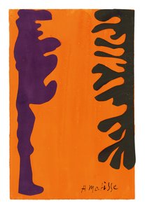 Sorte og violette arabesker på orange baggrund af Henri Matisse