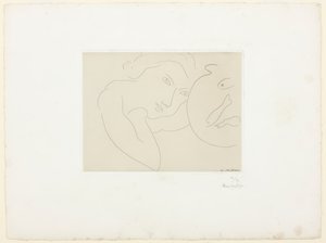 Spændt hoved og fiskeskål af Henri Matisse