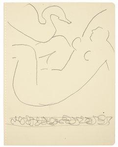 Studie (Leda og svanen) (sort Conté-kridt på papir) af Henri Matisse