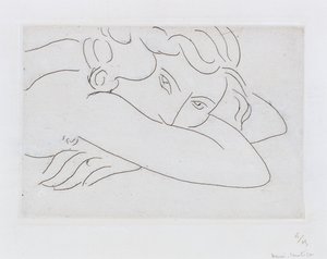 Hoved og arme af liggende nøgen person (radering) af Henri Matisse