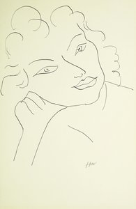 Head of a Young Woman (pen og sort blæk på papir) af Henri Matisse
