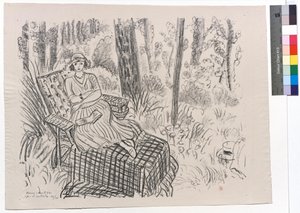 Ung pige på en chaiselong i underskoven af Henri Matisse