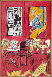 Stort rødt interiør af Henri Matisse
