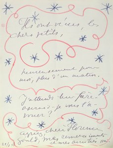 Brev fra maleren til Florence Gould (f. 1895), 29. juli 1948 (pen og farvekridt på papir) af Henri Matisse