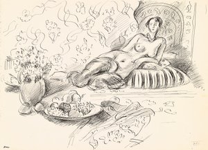 Lying Odalisque II, ca. 1927 (pen og blæk på papir) af Henri Matisse