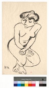 Siddende nøgen med nedslåede øjne af Henri Matisse