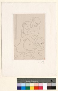 Huksiddende nøgen, hånd på skulderen af Henri Matisse