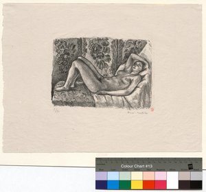 Liggende nøgenmodel med Ludvig XIV-skærmen af Henri Matisse