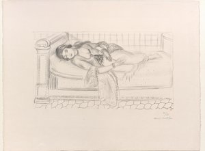 Orientalsk på en liggestol, gulv med røde fliser af Henri Matisse