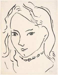 Portræt af Marguerite, ca. 1906-1907 (pensel og tusch på papir) af Henri Matisse
