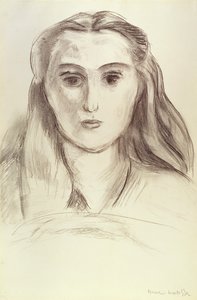 Portræt af en ung kvinde med opsat hår (L.N. Delektorskaya) af Henri Matisse