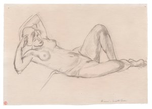 Liggende kvindelig nøgen med løftet knæ af Henri Matisse