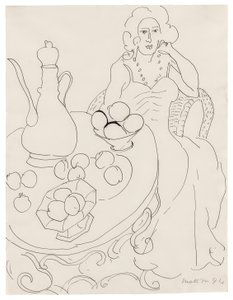 Siddende kvinde foran et serveringsbord af Henri Matisse