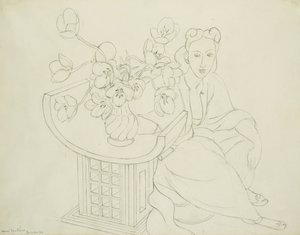 Siddende kvinde med tulipanvase af Henri Matisse
