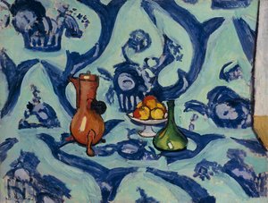 Stilleben med blå dug af Henri Matisse