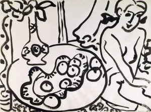 Stilleben med et nøgenbillede af Henri Matisse