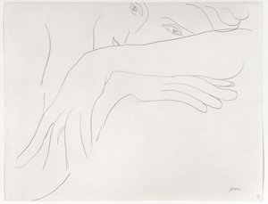Studie af en model, der læner sig op ad en stol af Henri Matisse