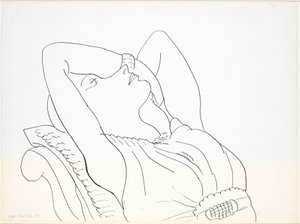 Tilbagelænet kvinde med armene over hovedet, halv figur af Henri Matisse