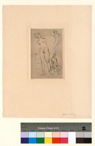 Tre nøgne figurer, hvoraf den ene læner sig op ad en skammel af Henri Matisse