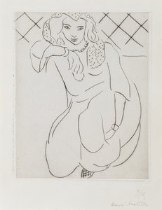 Orientalsk kvinde med slør knæler af Henri Matisse