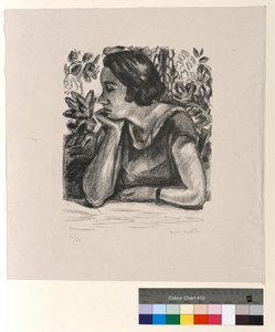 Ansigt set i profil, der hviler på en arm, Louis XIV-paravent af Henri Matisse