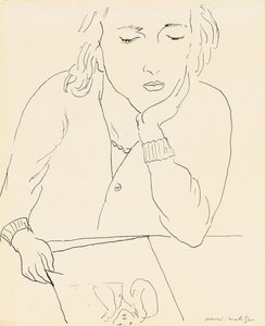 Woman Reading (pen og blæk på papir) af Henri Matisse