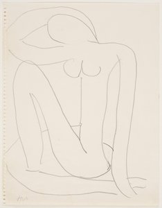 Kvinde siddende med arm på hovedet (blyant på papir) af Henri Matisse