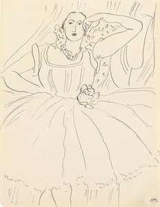 Kvinde i aftenkjole (pen og blæk på papir) af Henri Matisse