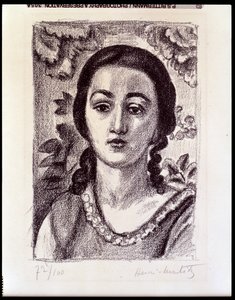 Ung pige med brune krøller af Henri Matisse
