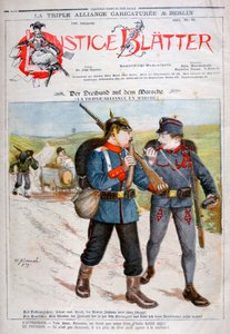 En karikatur af Triple Alliance i magasinet Lustige Blatter, 1893