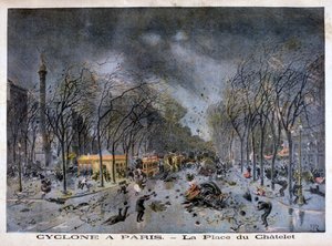 En cyklon i Paris, Place du Châtelet, 1896 af Henri Meyer