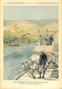 Begivenheder i Madagaskar: Capture of Mevatanana, illustration fra Le Petit Journal, 30. juni 1895 af Henri Meyer