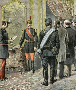 Kong Alexander I tager magten i Serbien af Henri Meyer