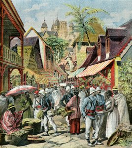 Den franske hær på Madagaskar,1895 (Illustration) af Henri Meyer