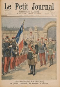 Prins Ferdinand (1861-1948) af Bulgarien ved Elysee-paladset, illustration fra Le Petit Journal, 10. maj 1896 (farvegravering) af Henri Meyer