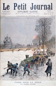 Den frosne Seine, vinter, Paris, 1895