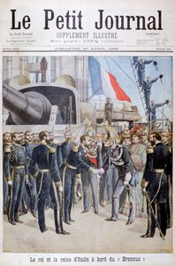Kongen dronningen af Italien om bord på det franske slagskib Brennus, 1899 af Henri Meyer
