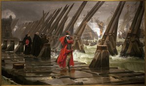 Richelieu på diget i La Rochelle, maleri af Henri Motte (1846-1922)