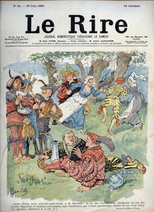 Landlig underholdning - Humoristisk tegning af Charles Henri Pille (1844-1897), der illustrerer en passage af "Gargantua" af Rabelais. "The Laughs", 29. juni