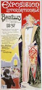 Plakat af Bruxelles Internationale Udstilling 1897 af Henri Privat Antoine Theodore Livemont (nogle gange kaldet Privat-Livemont) (1861-1936)