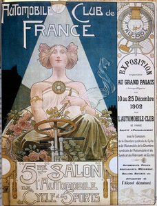 Plakat af Automobile Club de France under den 5. biludstilling på Grand Palais de Paris i 1902, illustration af Henri Privat-Livemont (1861-1936), Versailles, kommunale bibliotek - Plakat fra Automobile Club de France under den 5. biludstilling på