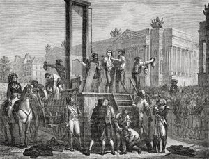 Henrettelsen af Robespierre og hans tilhængere i 1794, indgraveret af Jonnard af Henri Renaud