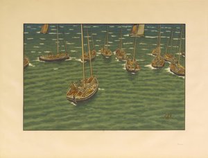 Både for anker i Tréboul af Henri Rivière