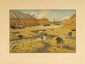 Havnen i Loguivy ved lavvande af Henri Rivière