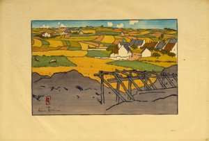 Landsbyen La Chapelle set fra Tertres (Saint-Briac) af Henri Rivière