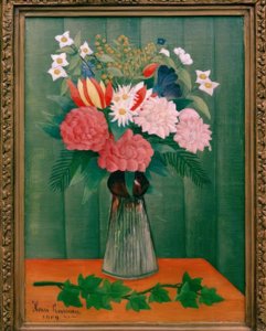 Buket blomster ved grenen af ​​efeu af Henri Rousseau