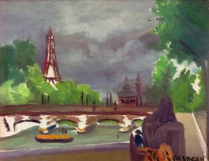 Skitse, udsigt over Eiffeltårnet og Trocadero af Henri Rousseau