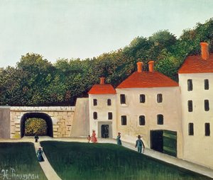 Landskab med bue og tre huse, 1907