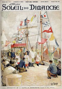Benediction of the Newfoundland Fleet af Henry Rudaux. Indgravering i "" The Sun-Sunday"", 19. marts af Henri Rudaux
