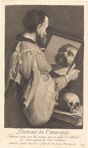 Portræt af Caravaggio af Henri Simon Thomassin